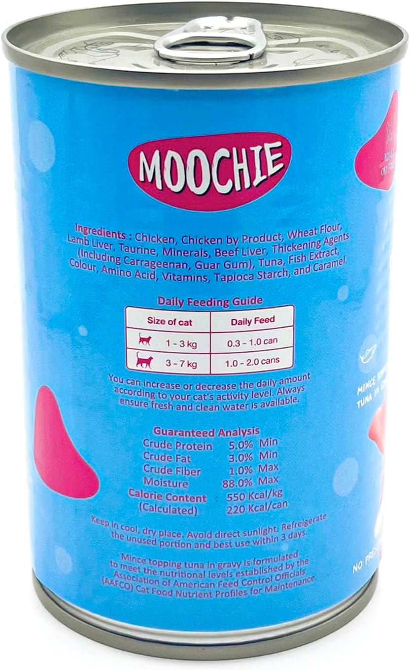 Moochie Mince With Tuna Cat Wet Food Can 400g Pack of 12