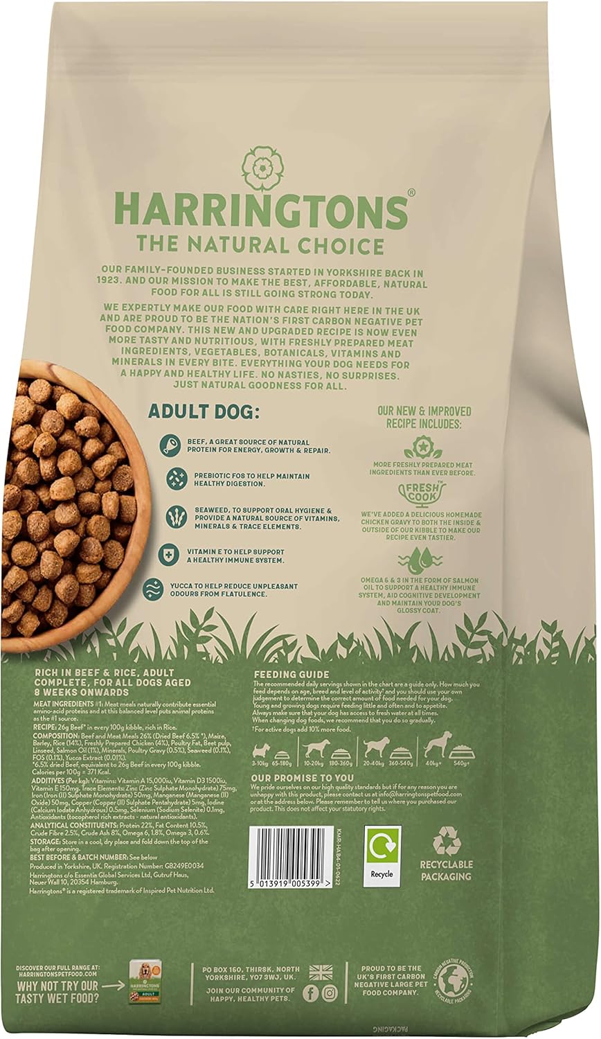 Harringtons Complete Beef Adult Dry Dog Food 4KG