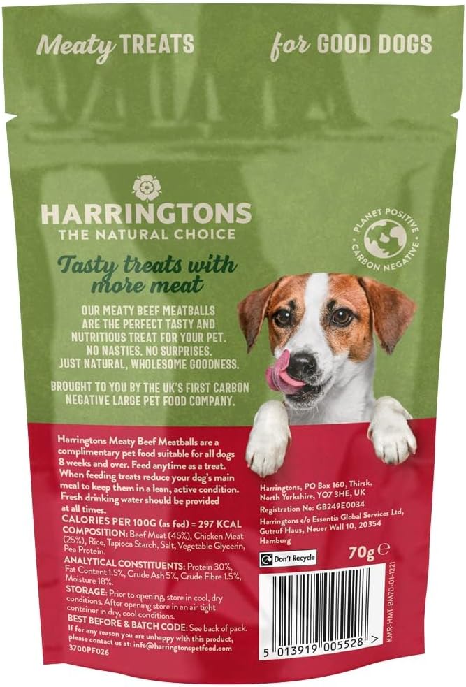 Harringtons Beef Meatballs High Meat Dog Treats 70g