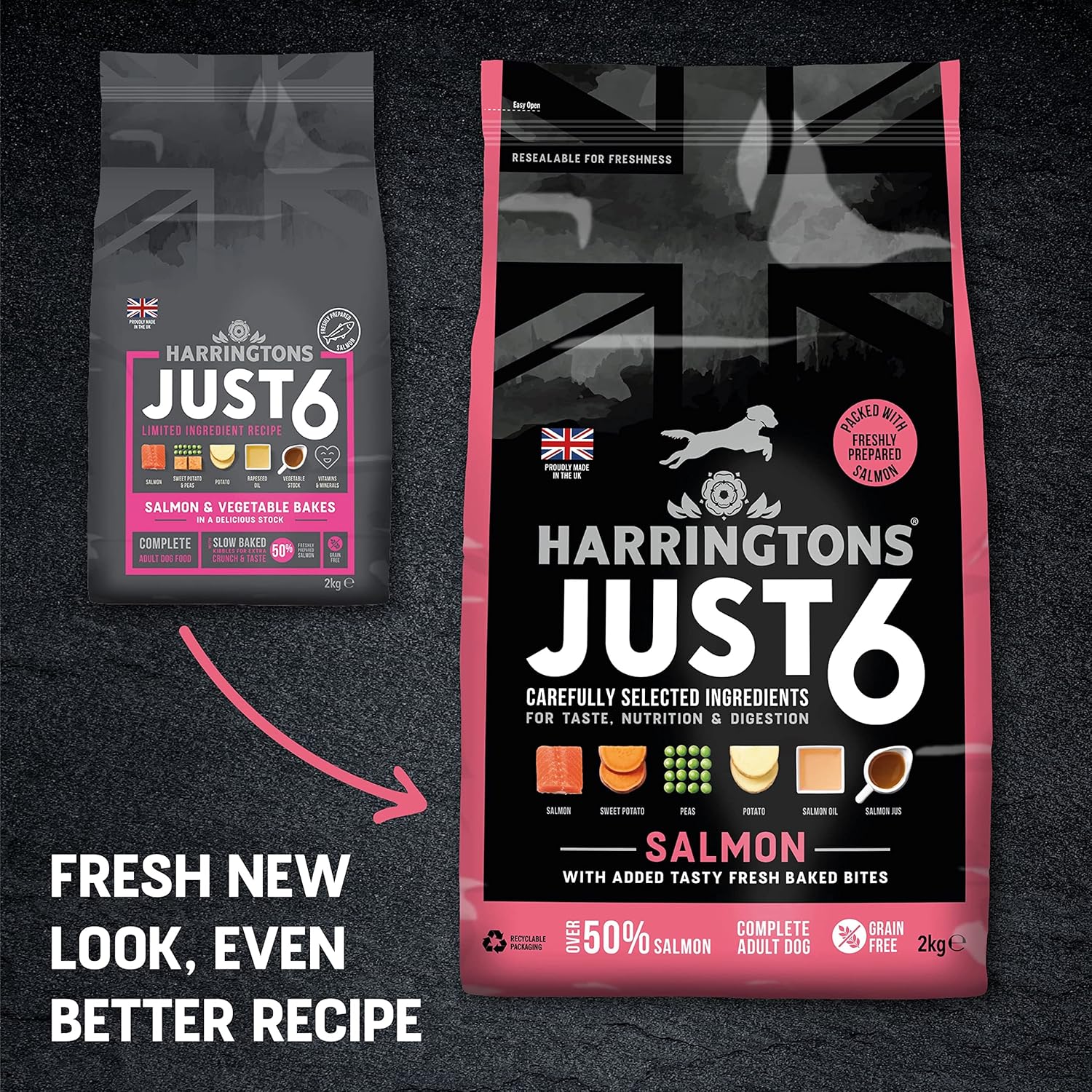 Harringtons Just 6 Salmon Grain Free Adult Dry Dog Food 6KG