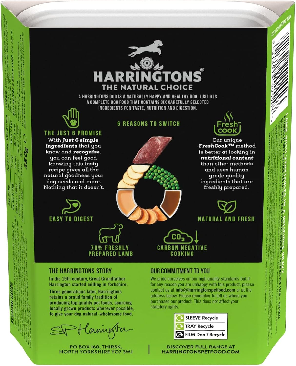 Harringtons Just 6 Lamb Grain Free Adult Wet Dog Food 380g