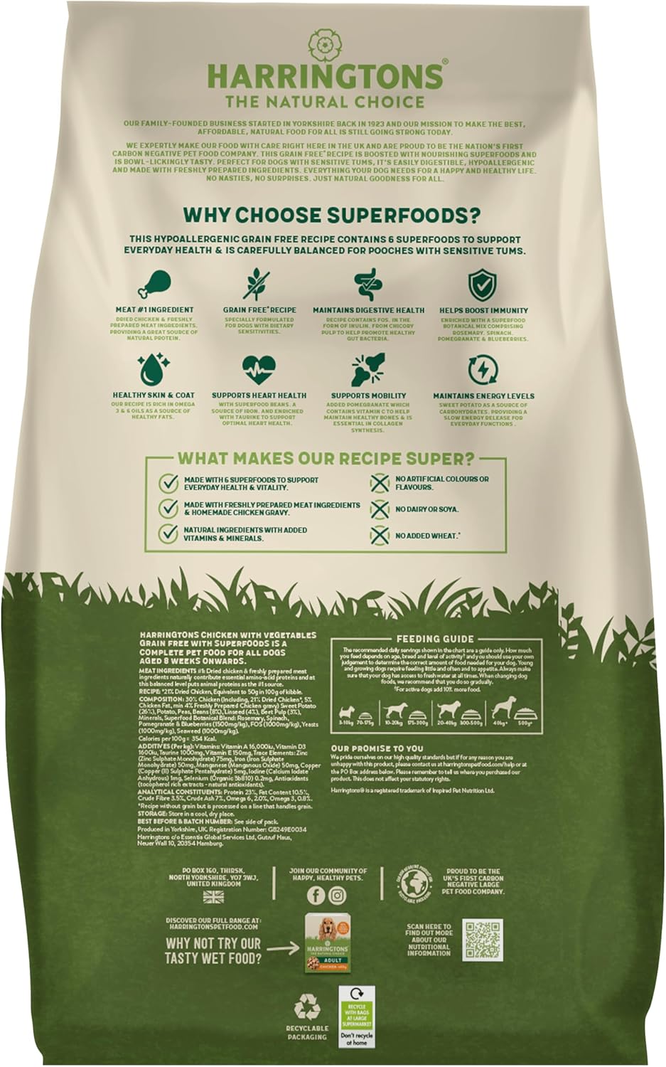 Harringtons Superfoods Chicken with Vegetables Adult Dry Dog Food 1.7KG