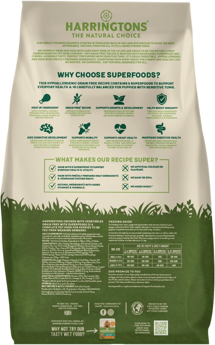 Harringtons Superfoods Chicken with Vegetables Puppy Dry Dog Food 10KG