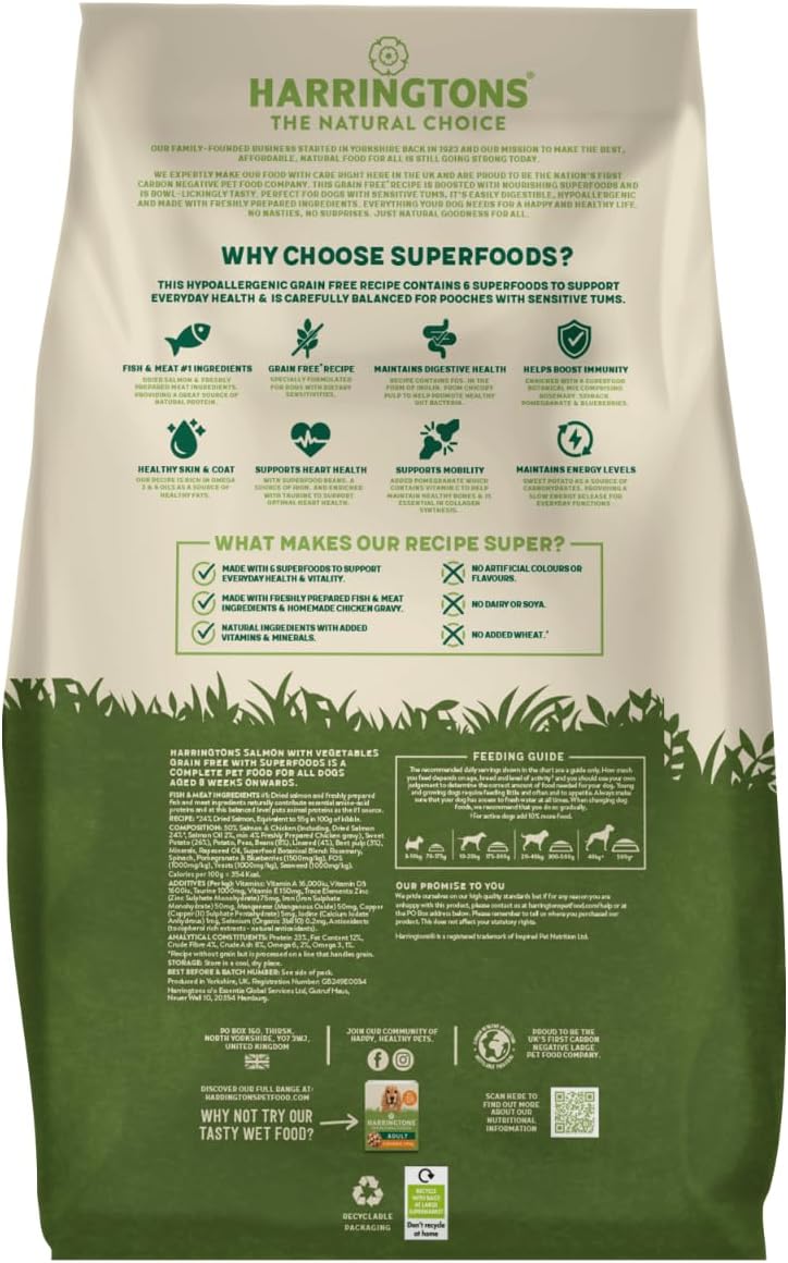 Harringtons Superfoods Salmon with Vegetables Adult Dry Dog Food 12KG