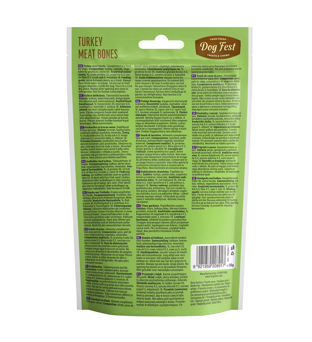 Dog Fest Turkey Meat Bones for Small Breeds 55g