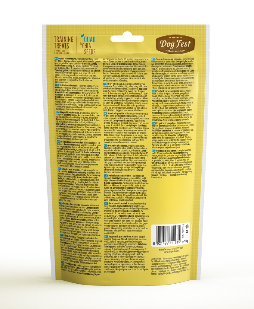 Dog Fest Training Treats with Quail & Chia Seeds 90g