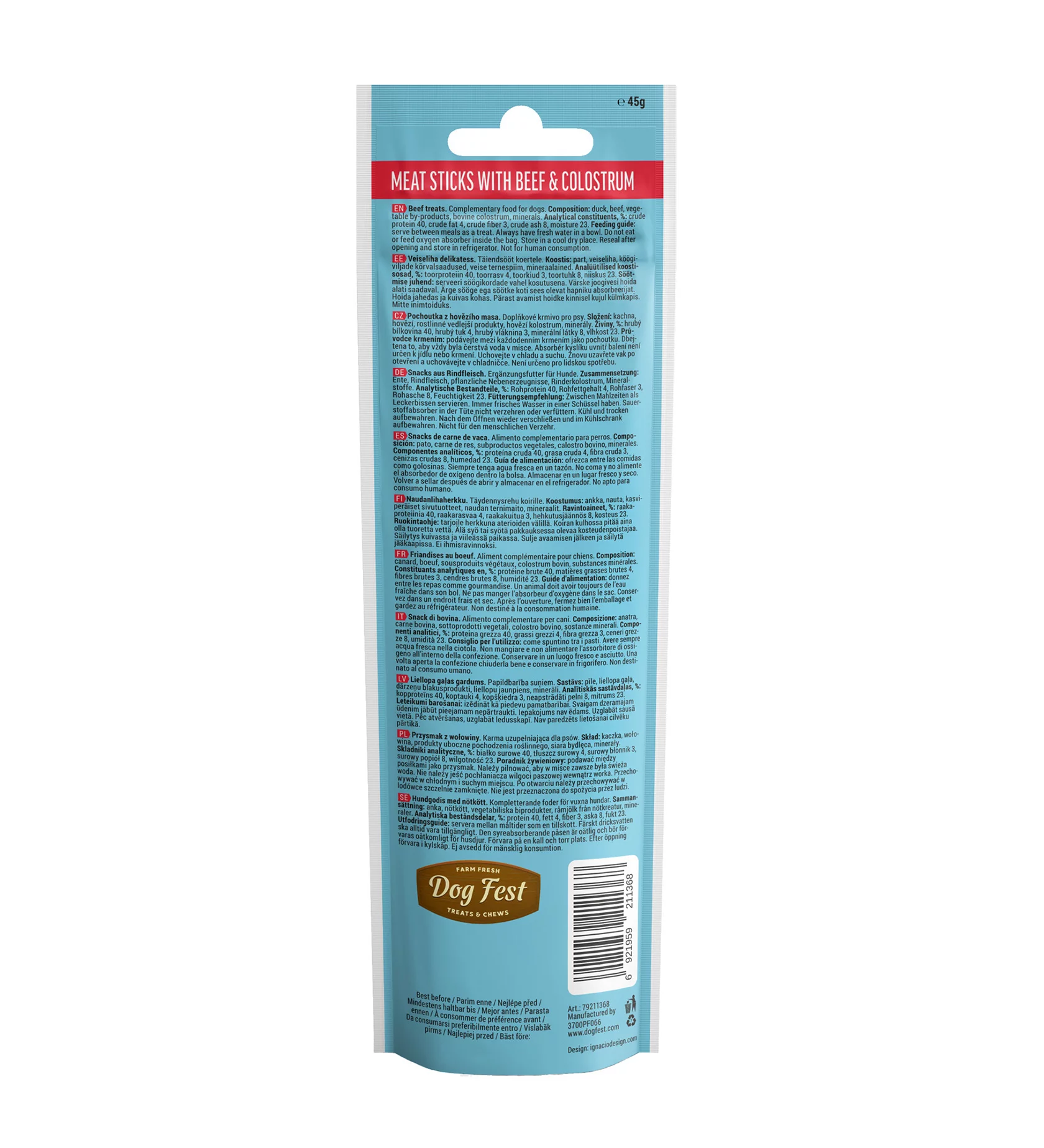 Dog Fest Beef Stick with Colostrum 45g