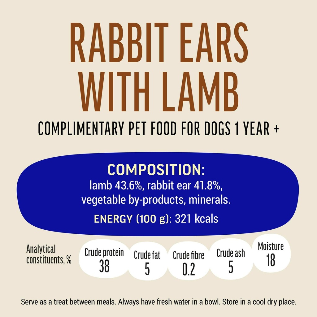 Dog Fest Rabbit Ears with Lamb for Mini Dogs 55g