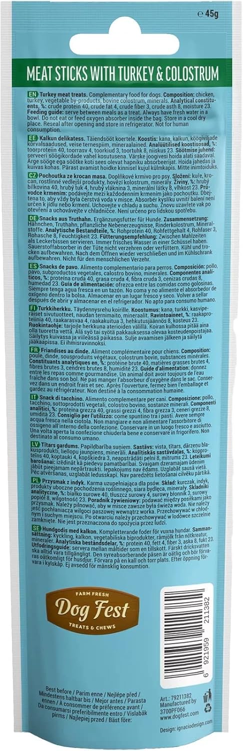 Dog Fest Turkey Stick with Colostrum 45g