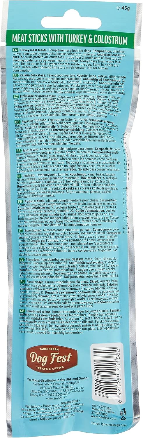 Dog Fest Turkey Stick with Colostrum 45g