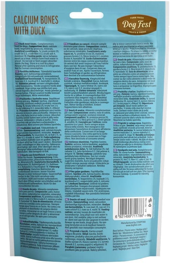 Dog Fest Calcium Bones with Duck Puppy Treats - 90g