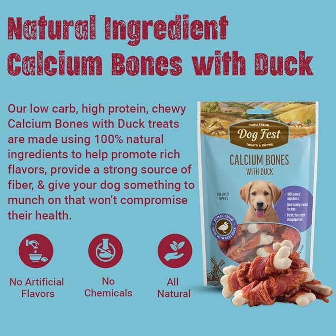 Dog Fest Calcium Bones with Duck Puppy Treats - 90g