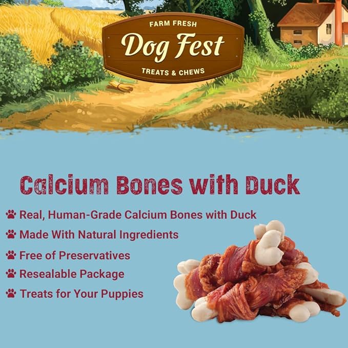 Dog Fest Calcium Bones with Duck Puppy Treats - 90g