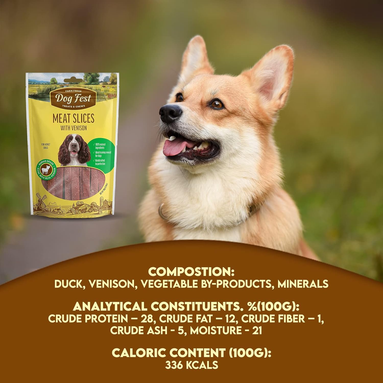 Dog Fest Meat Slices with Venison Dog Treats - 90g