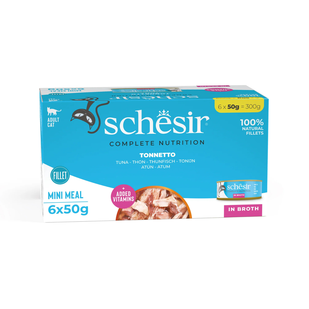 Schesir Complete & Balanced Nutrition Wet Cat Food in Broth Can Multi pack- Tuna-(6X50g)