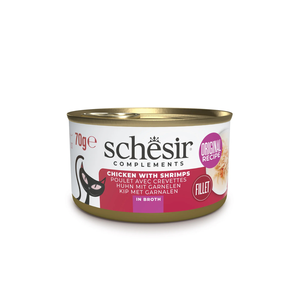 Schesir Cat Can Broth-Wet Food Chicken with Shrimps - 70g