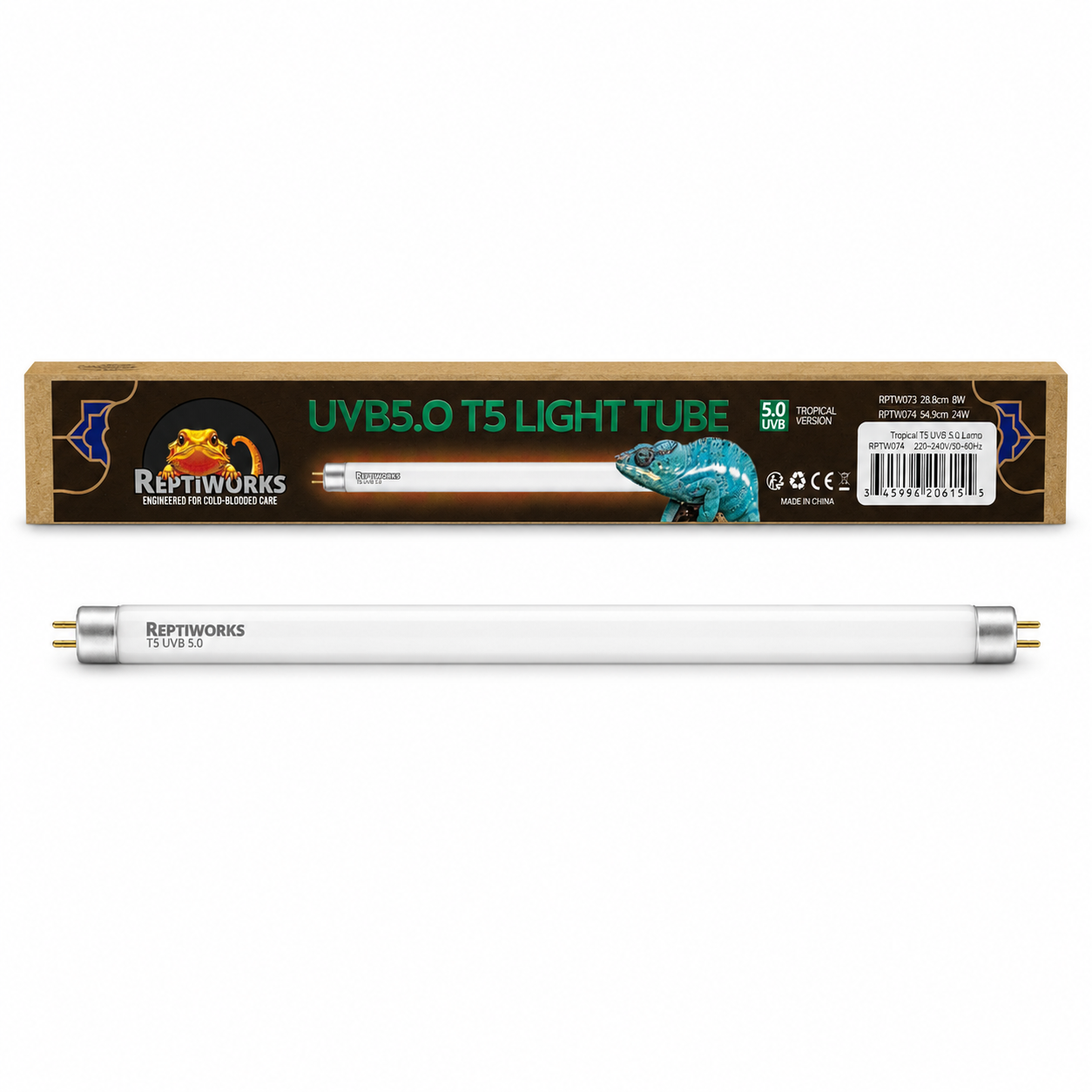 ReptiWorks Uvb5.0 T5 Light Tube 24WT5 Tube 54.9Cm / 21.6"