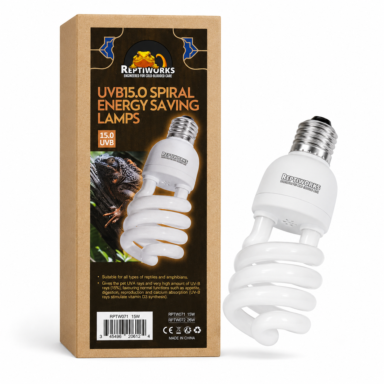 ReptiWorks Uvb15.0 Spiral Energe Saving Lamps-15W6X6X13Cm / 2.3"X2.3"X5.1"