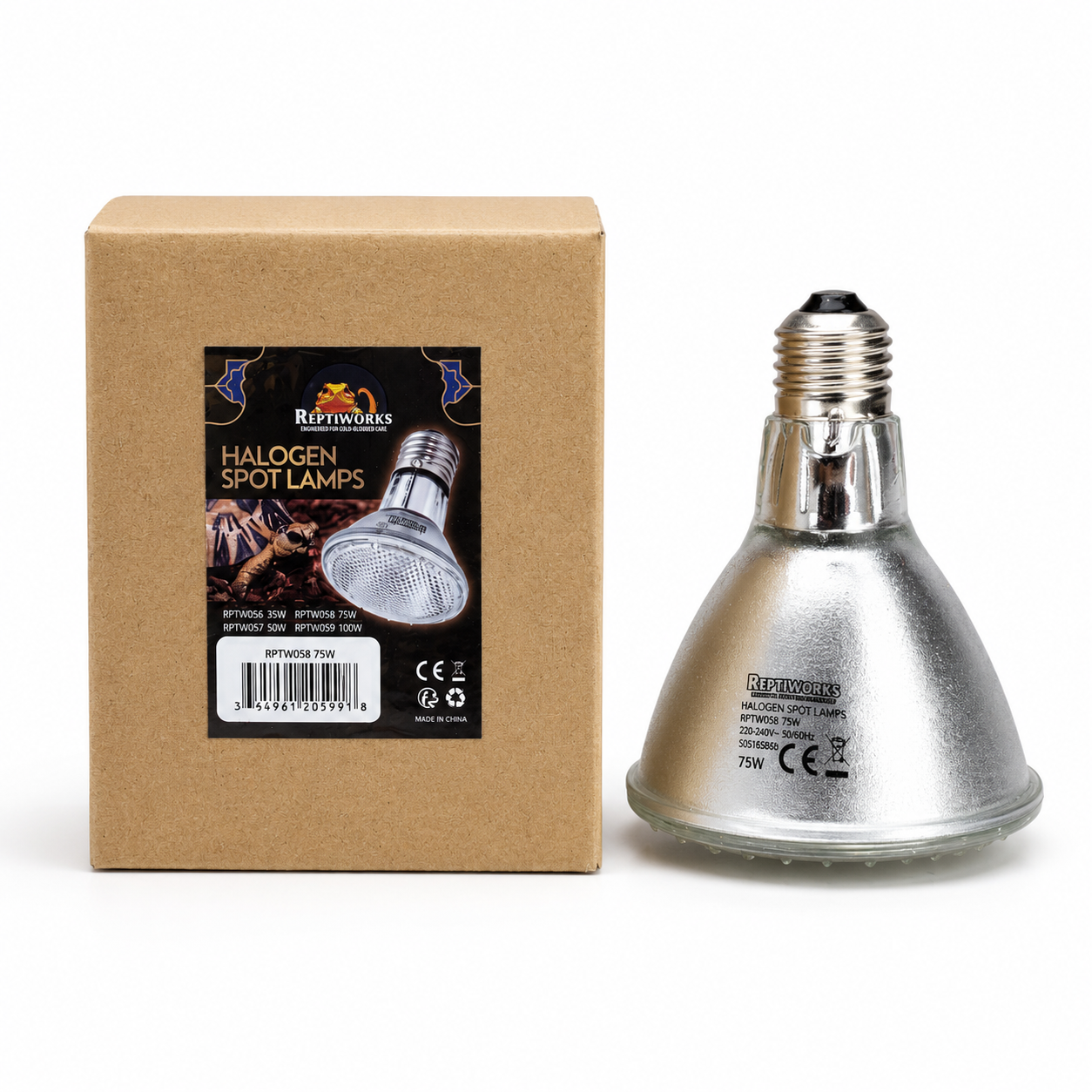 ReptiWorks Halogen Spot Lamps 75W9.5X9.5X12Cm / 3.7"X3.7"X4.7"