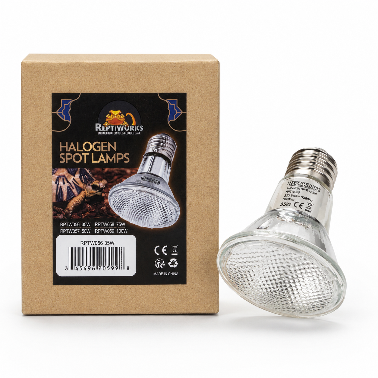 ReptiWorks Halogen Spot Lamps 35W6.3X6.3X8.2Cm / 2.5"X2.5"X3.2"
