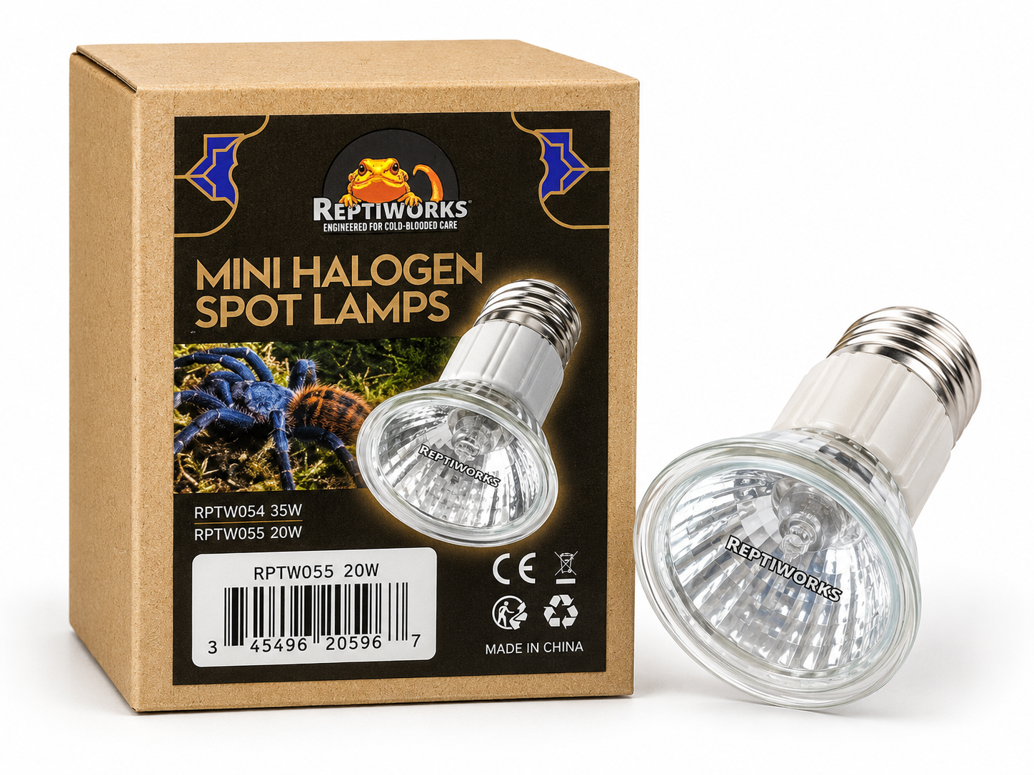 ReptiWorks Mini Halogen Spot Lamps 20W5X5X7Cm / 2"X2"X2.7"