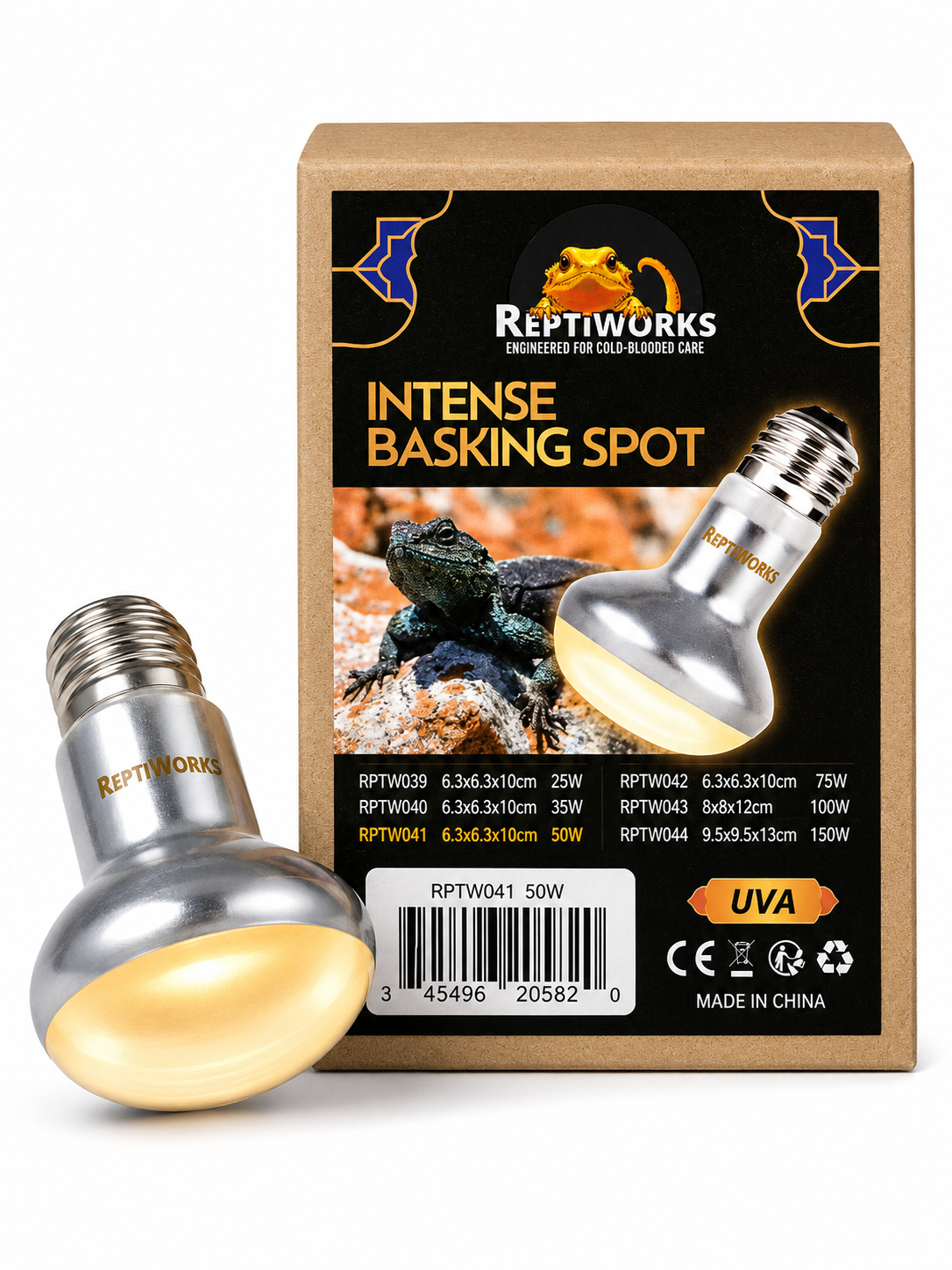 ReptiWorks Intense Basking Spot 50W6.3X6.3X10Cm / 2.5"X2.5"X4