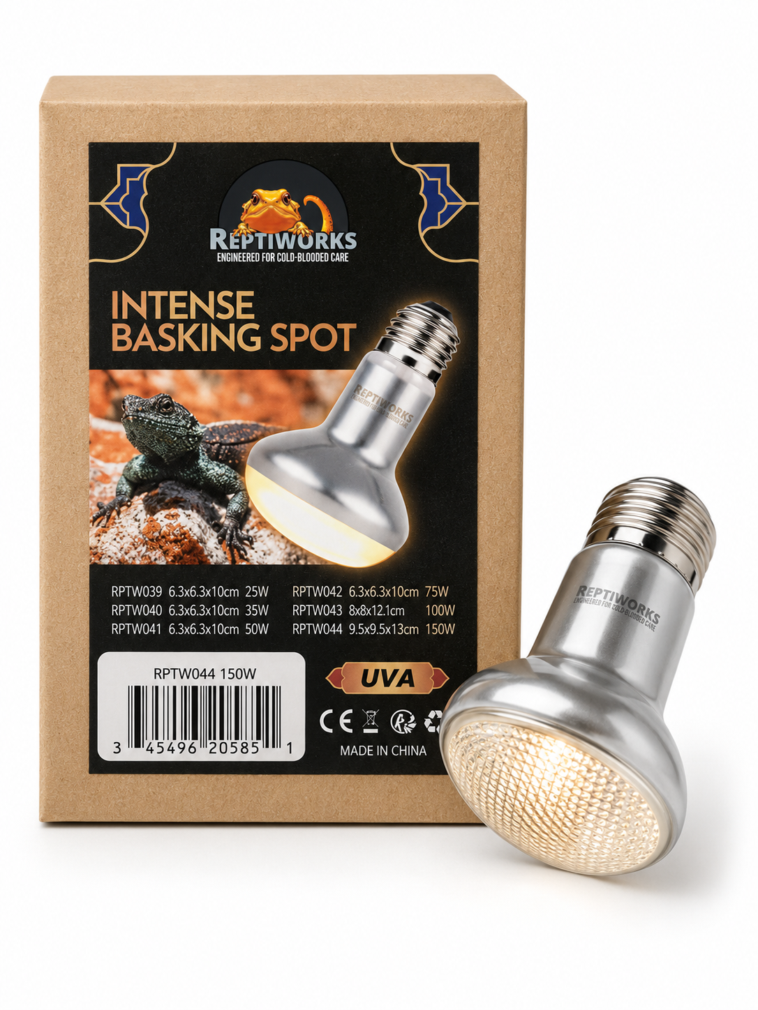ReptiWorks Intense Basking Spot 150W9.5X9.5X13Cm / 3.8"X3.8"X5.2"