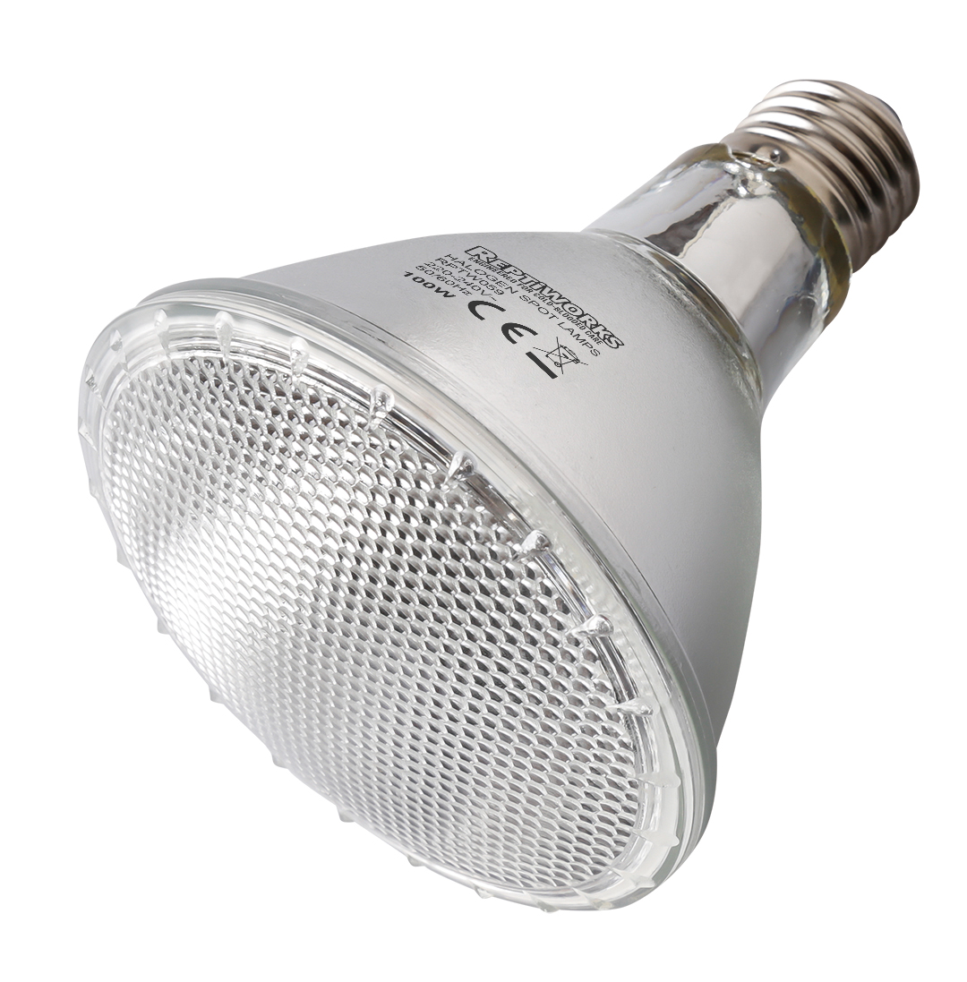 ReptiWorks Halogen Spot Lamps 100W9.5X9.5X12Cm / 3.7"X3.7"X4.7"