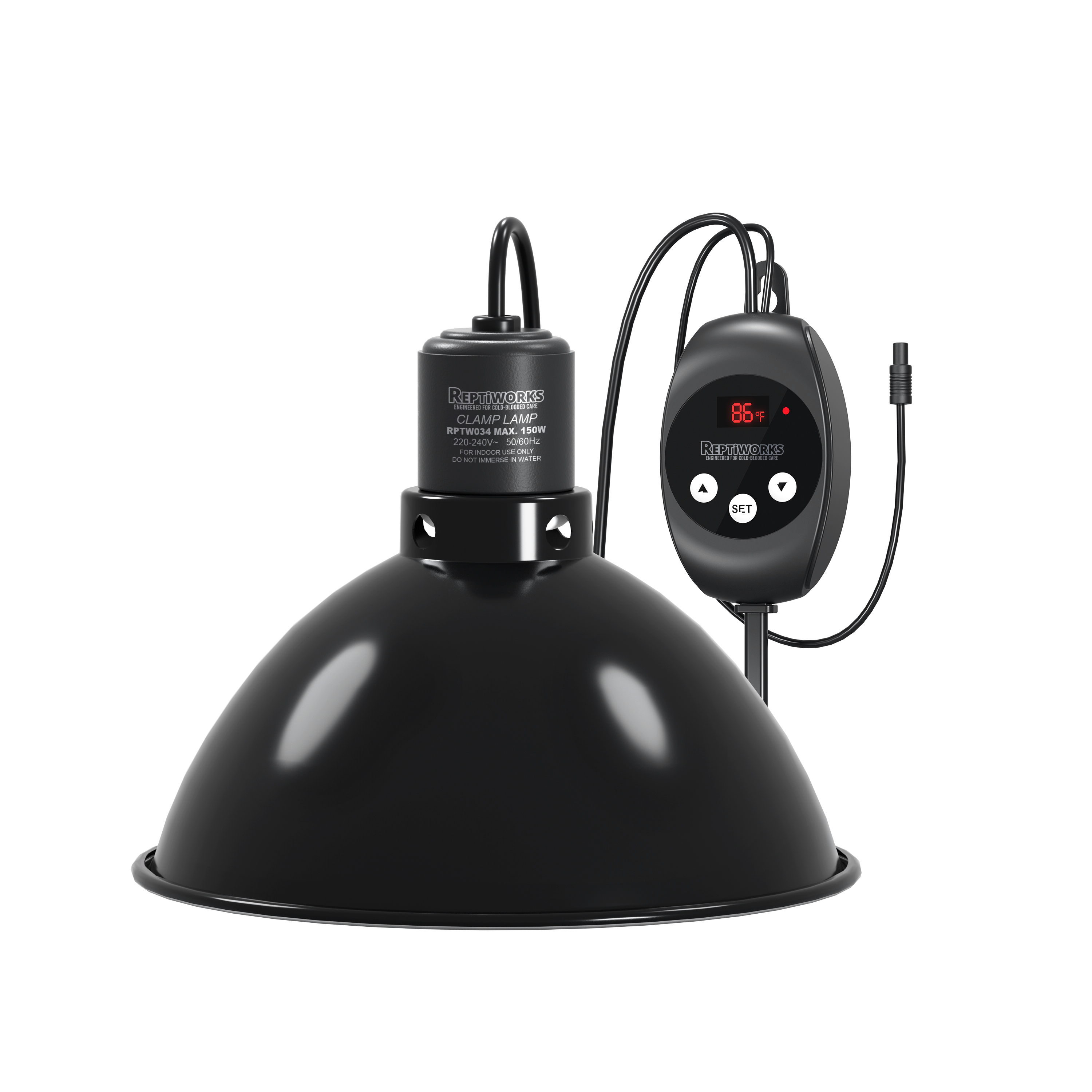 ReptiWorks Reptile Light Fixture With Dimming Thermostat 8.5" Max.150W21.5X21.5X16.5Cm / 8.5"X8.5"X6.5"