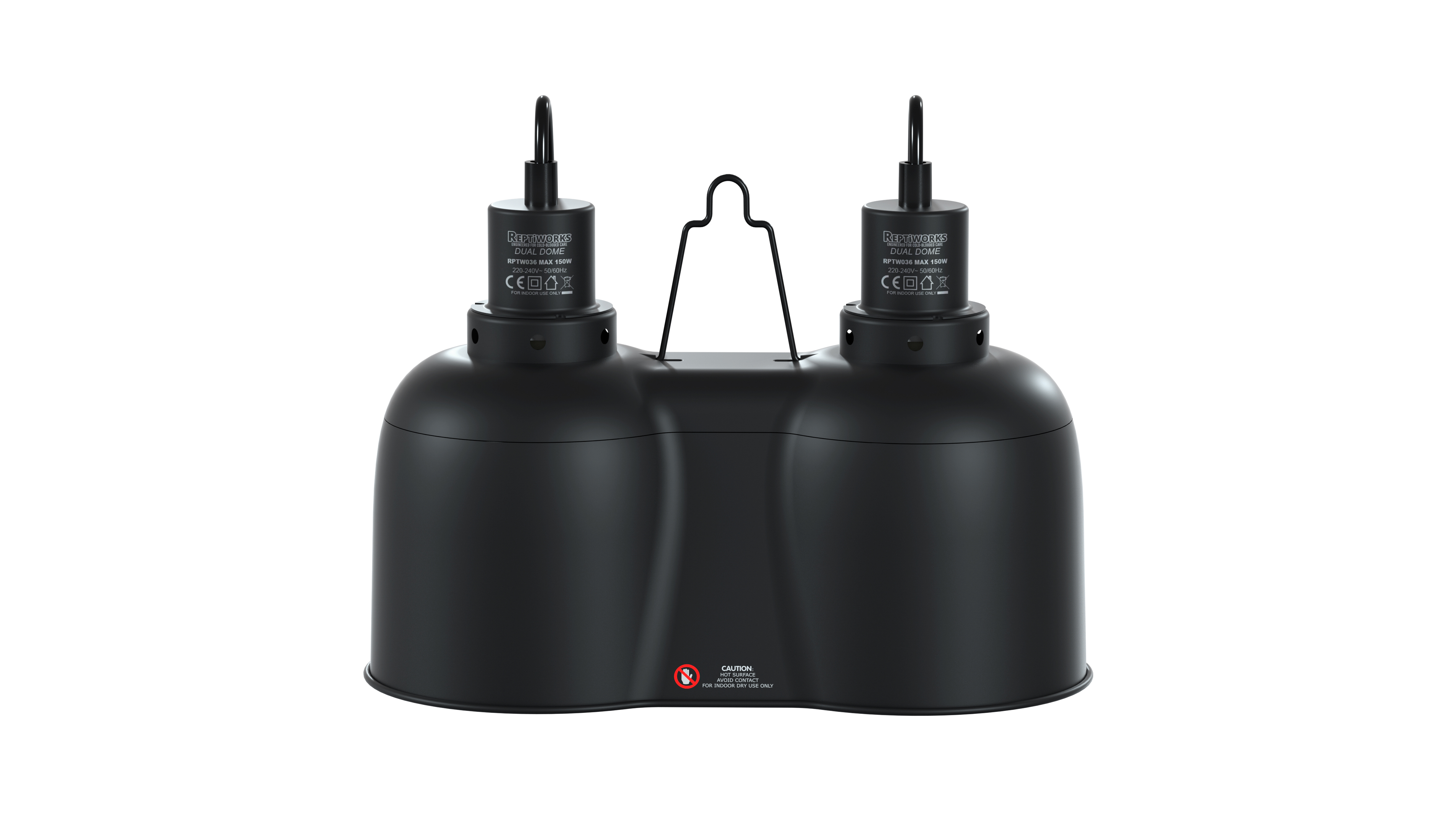 ReptiWorks 2 In 1 Double Dome Lamp Fixture Max.200W×233.2X17.2X20.4Cm / 13"X6.7"X8"