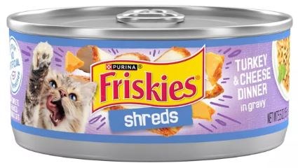 Purina Friskies Savory Shreds Cat Wet Food Turkey & Cheese 55oz - Pack of 24