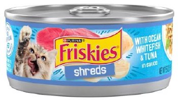 Purina Friskies Savory Shreds Cat Wet Food Ocean Whitefish Tuna 55oz - Pack of 24
