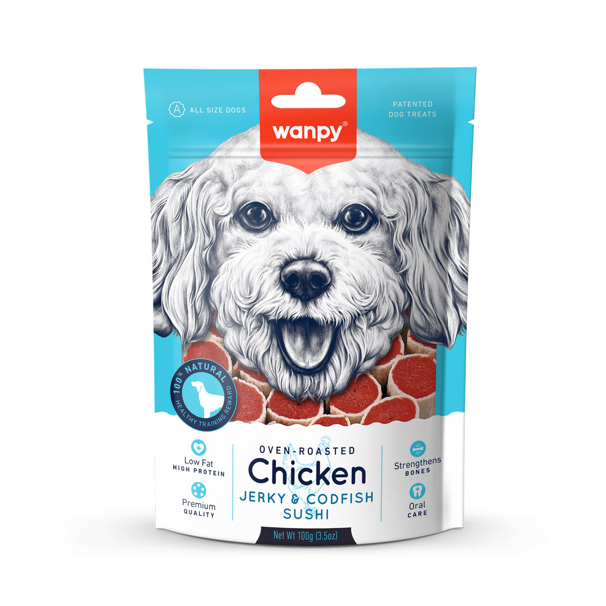 Wanpy Chicken Jerky &amp; Codfish Sushi 100g