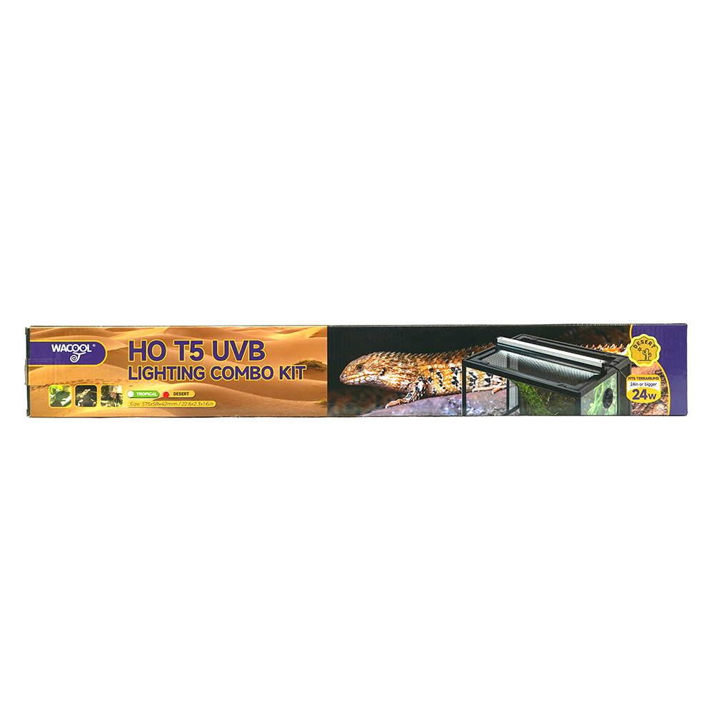 Wacool HO T5 UVB Lighting Combo Kit Desert (UVB10.0) 24W, 57.5X5.8X4.2cm