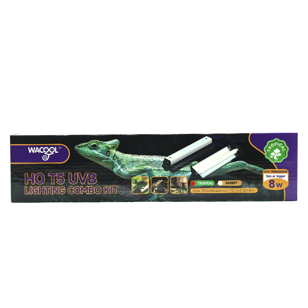 Wacool HO T5 UVB Lighting Combo Kit Tropical (UVB5.0) 8W, 31.5x5.8x4.2cm
