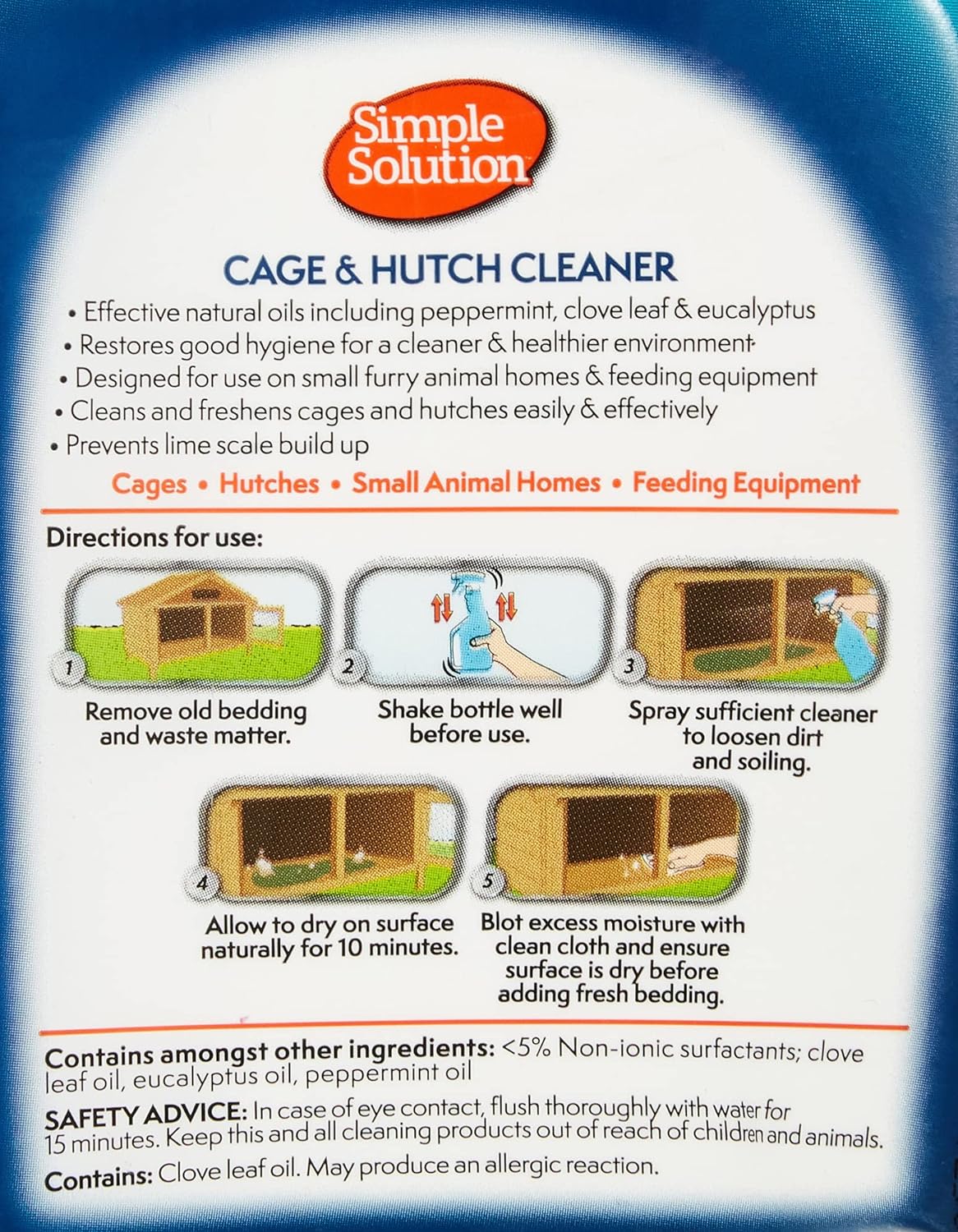 Simple Solution Cage and Hutch Natural Anti Bacterial Cleaner, 500 ml