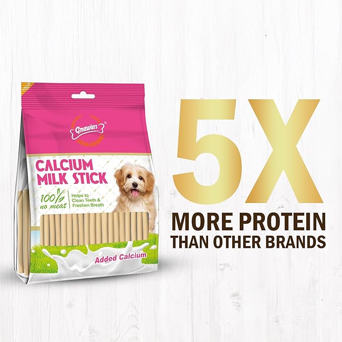 Gnawlers 2" Calcium Stick Dog Treat – Milk 270g
