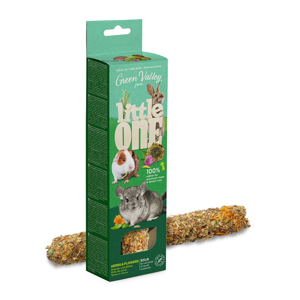 Little One Green Valley Fully Edible Grain Free Stick for Small Mammals with Herbs and Flowers 1x160g