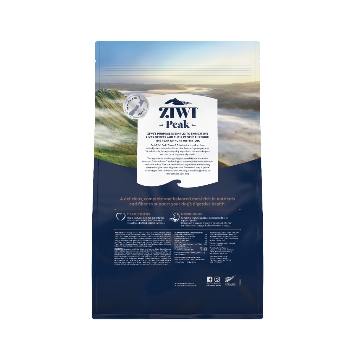 ZiwiPeak Steam & Dried Grass-Fed Beef with Pumpkin Recipe Dry Dog Food 1.5KG