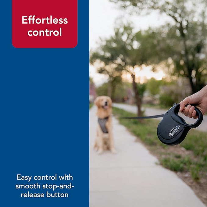 Coastal Power Walker Retractable Leash 12in Black Small