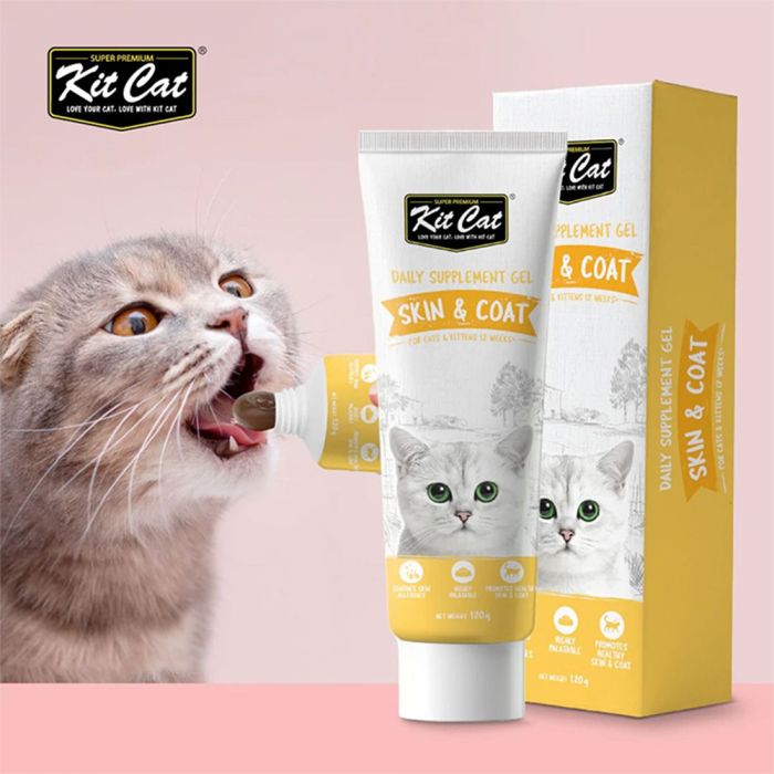 Kit Cat Daily Nutritional Supplement Gel For Cats & Kittens - Skin & Coat (120G)