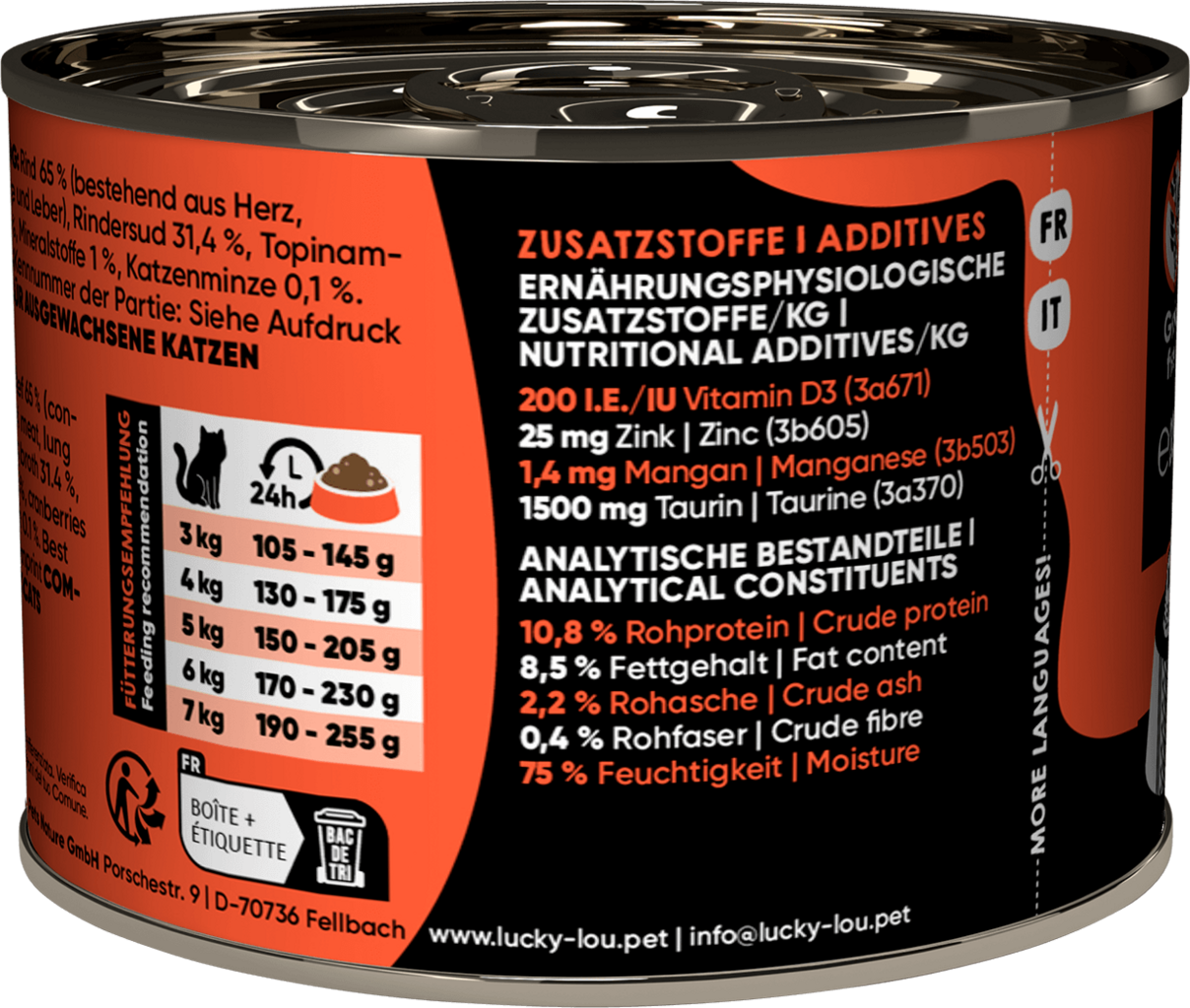 Lucky Lou SuperMono Beef Wet Cat Food (200 g)