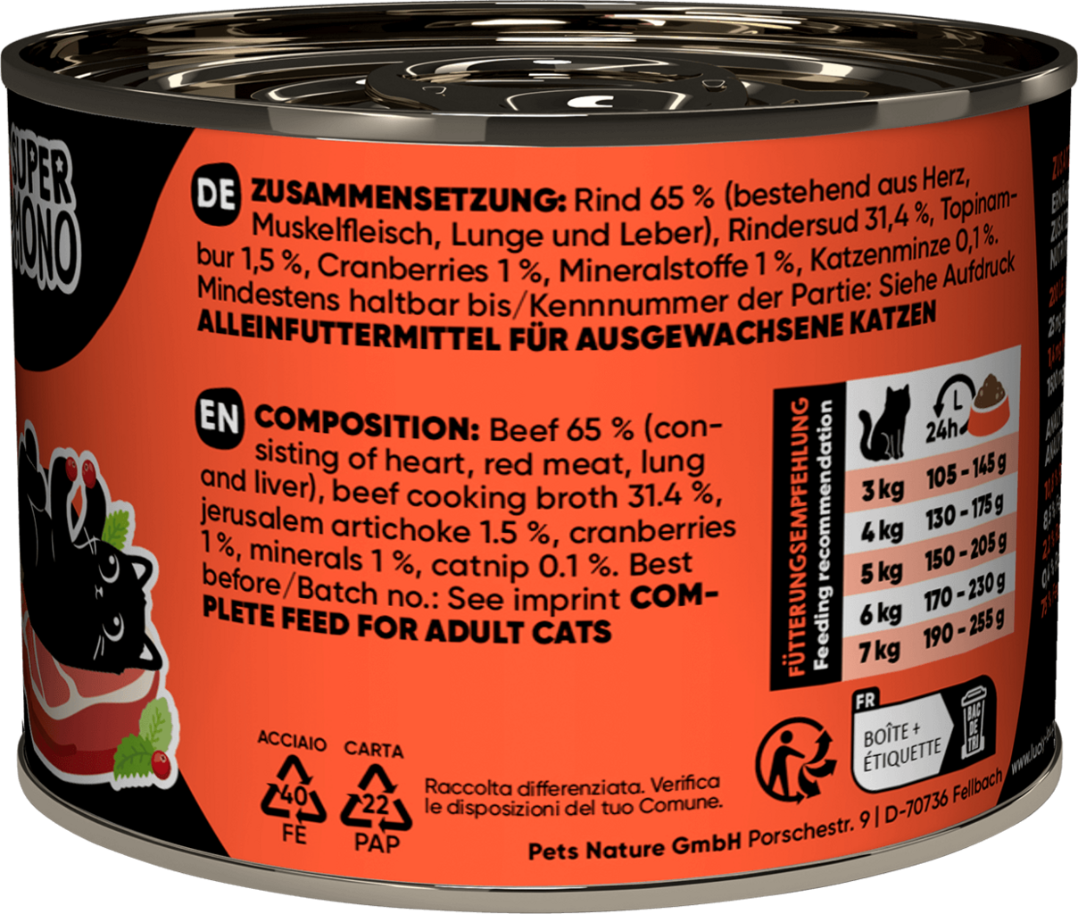 Lucky Lou SuperMono Beef Wet Cat Food (200 g)