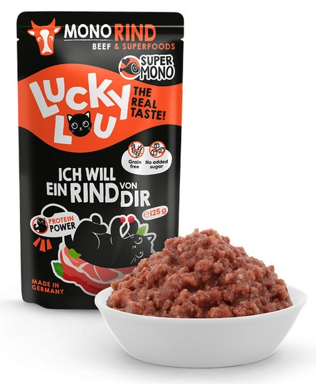 Lucky Lou SuperMono Beef Wet Cat Food (125 g)