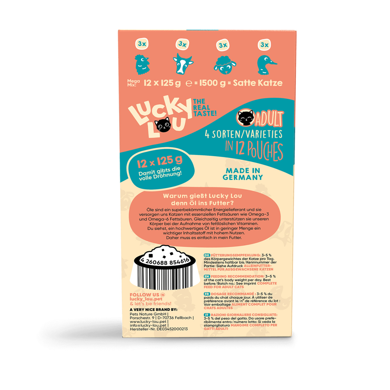 Lucky Lou Lifestage Adult Tasty-Mix Wet Cat Food (12 x 125 g)