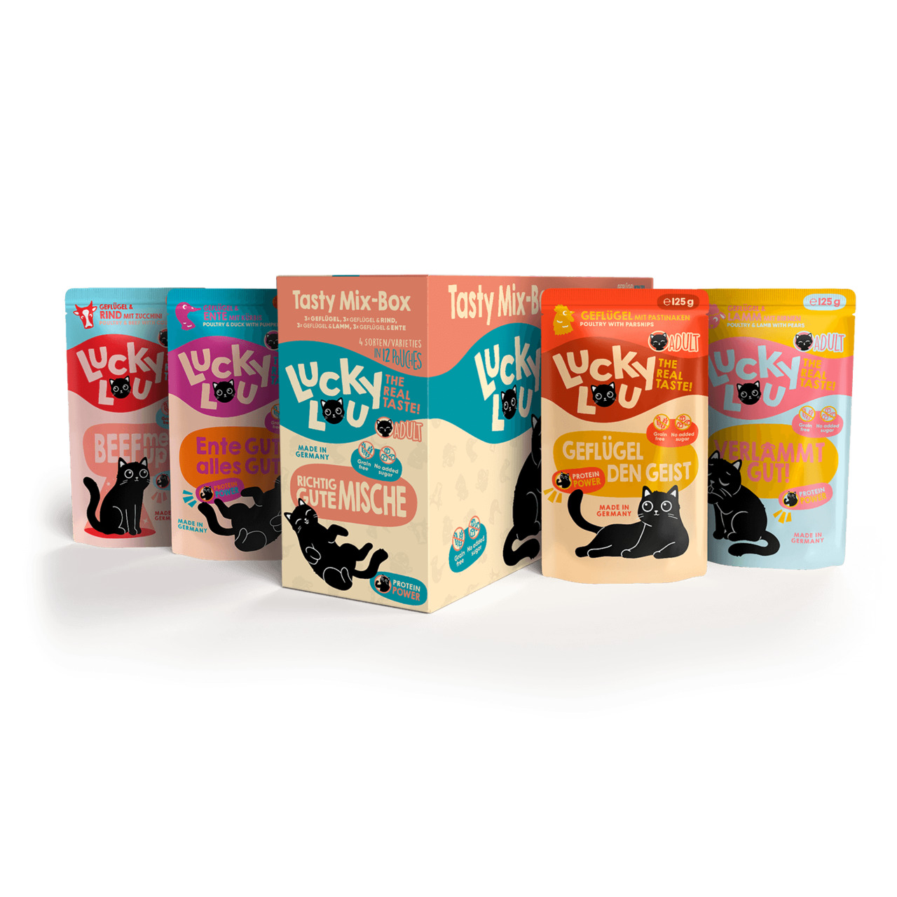 Lucky Lou Lifestage Adult Tasty-Mix Wet Cat Food (12 x 125 g)