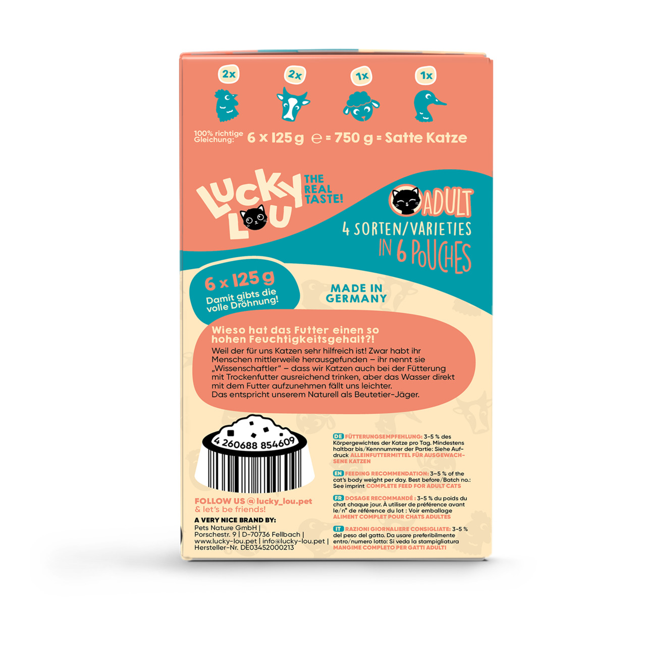 Lucky Lou Lifestage Adult Tasty-Mix Wet Cat Food (6 x 125 g)