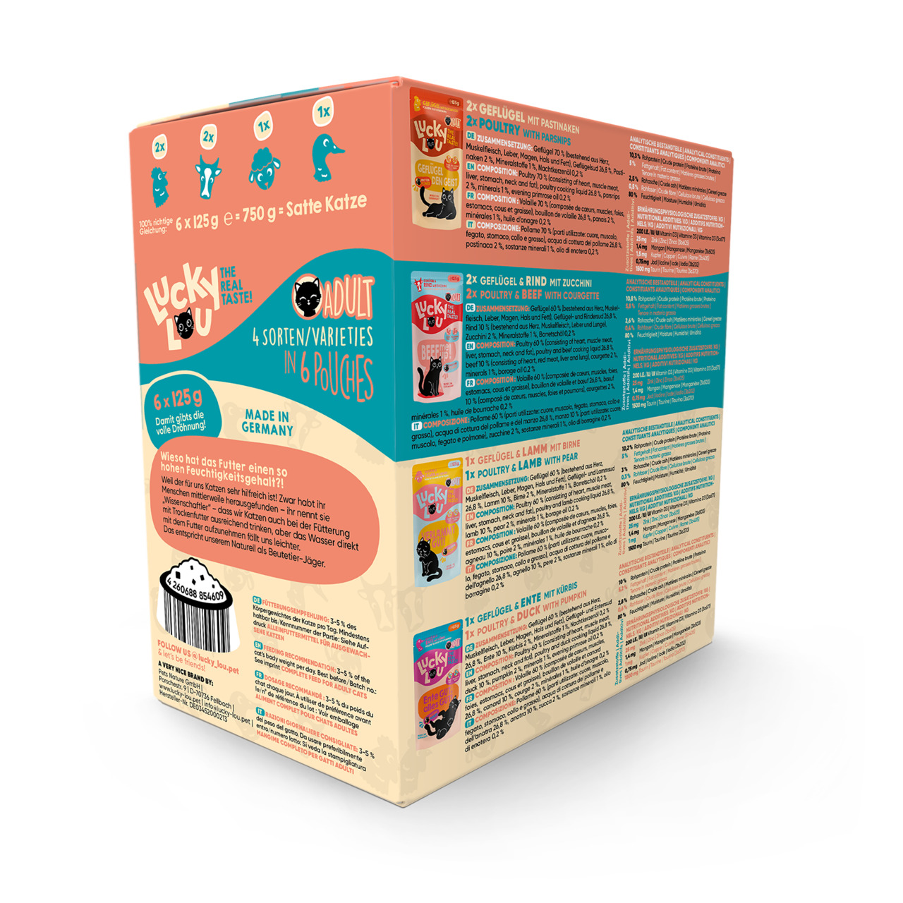 Lucky Lou Lifestage Adult Tasty-Mix Wet Cat Food (6 x 125 g)