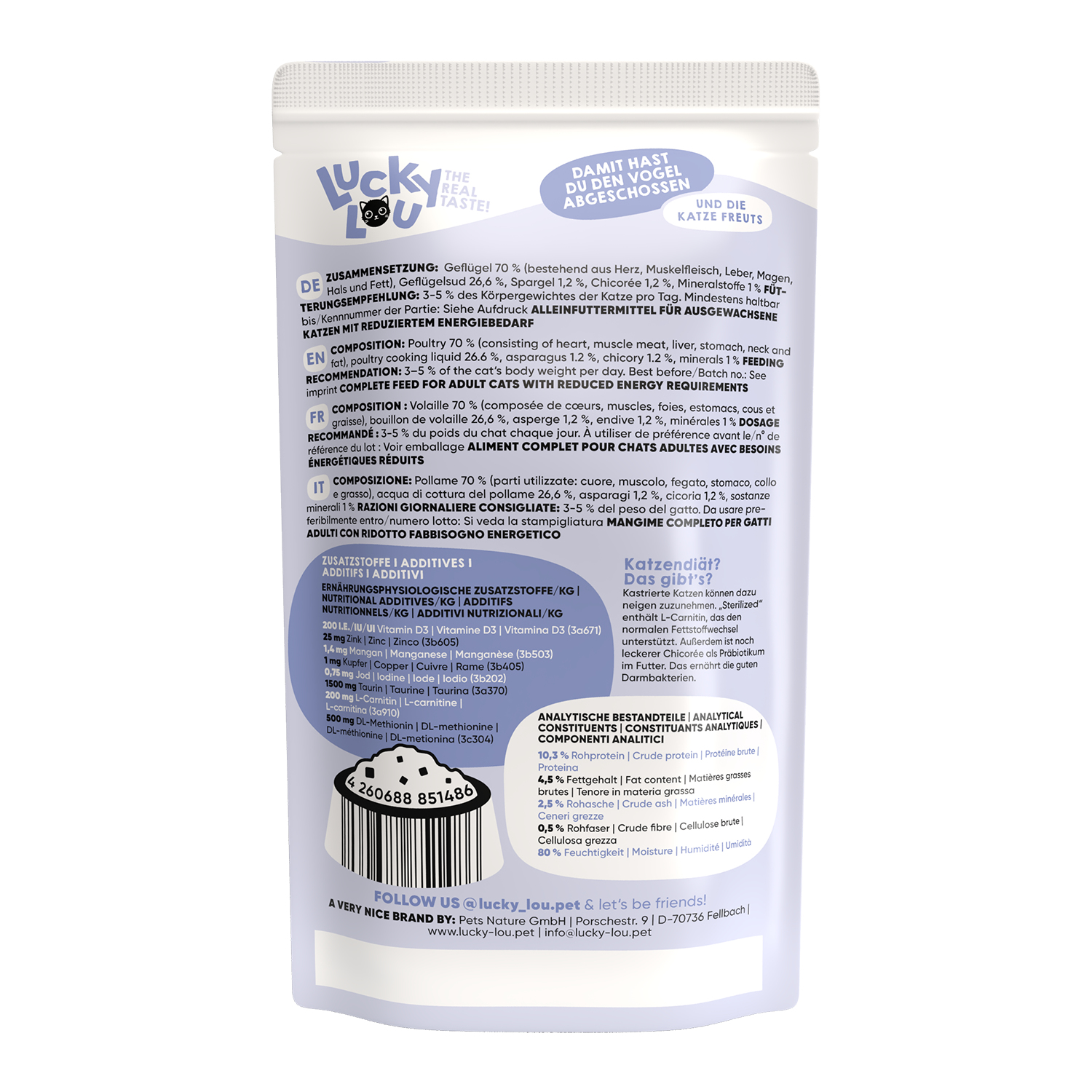 Lucky Lou Lifestage Sterilized Poultry Wet Cat Food (125 g)