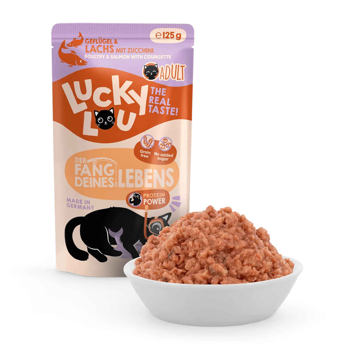 Lucky Lou Lifestage Adult Poultry & Salmon Wet Cat Food (125 g)